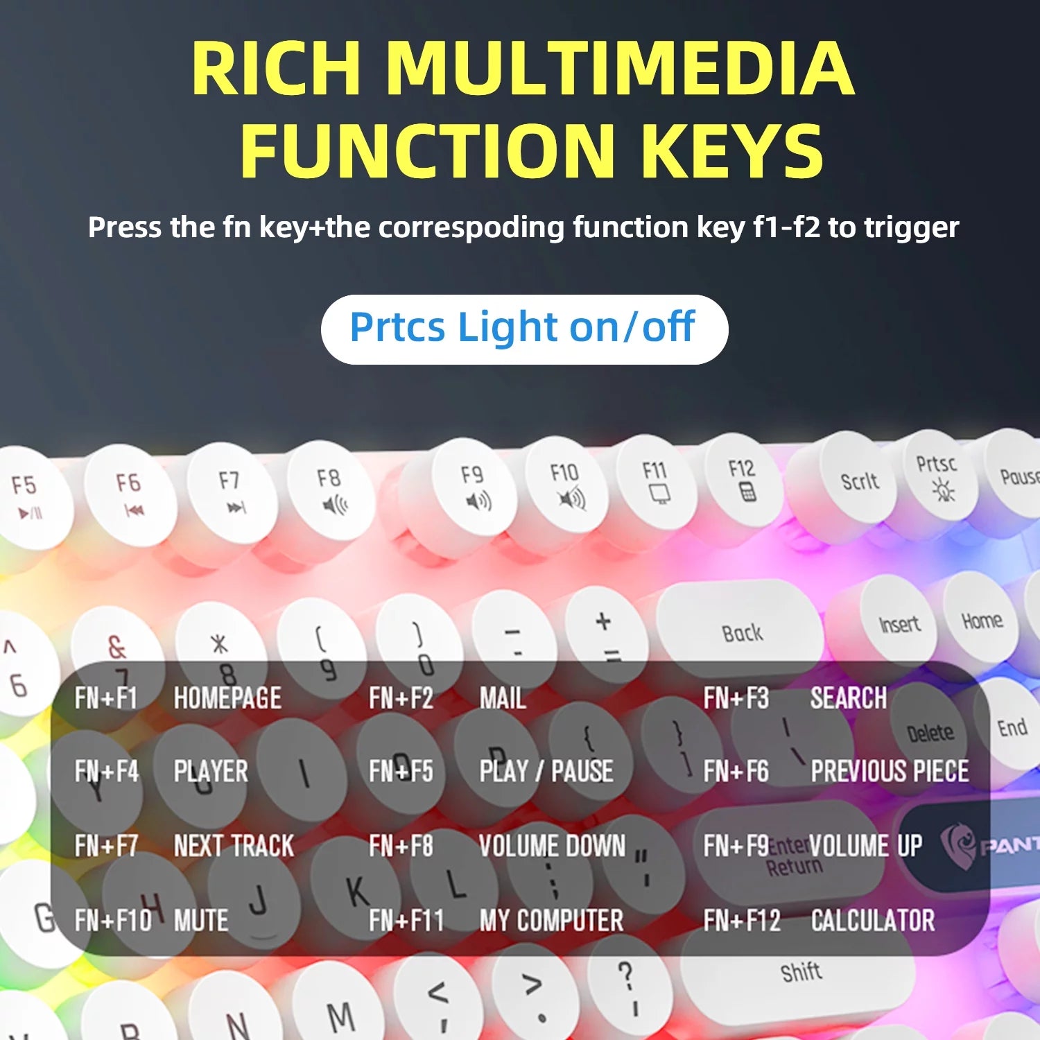 Gaming Keyboard and Mouse, Rainbow Backlit USB Wired Computer Mouse and Keyboard Combo, for Game, Office, White