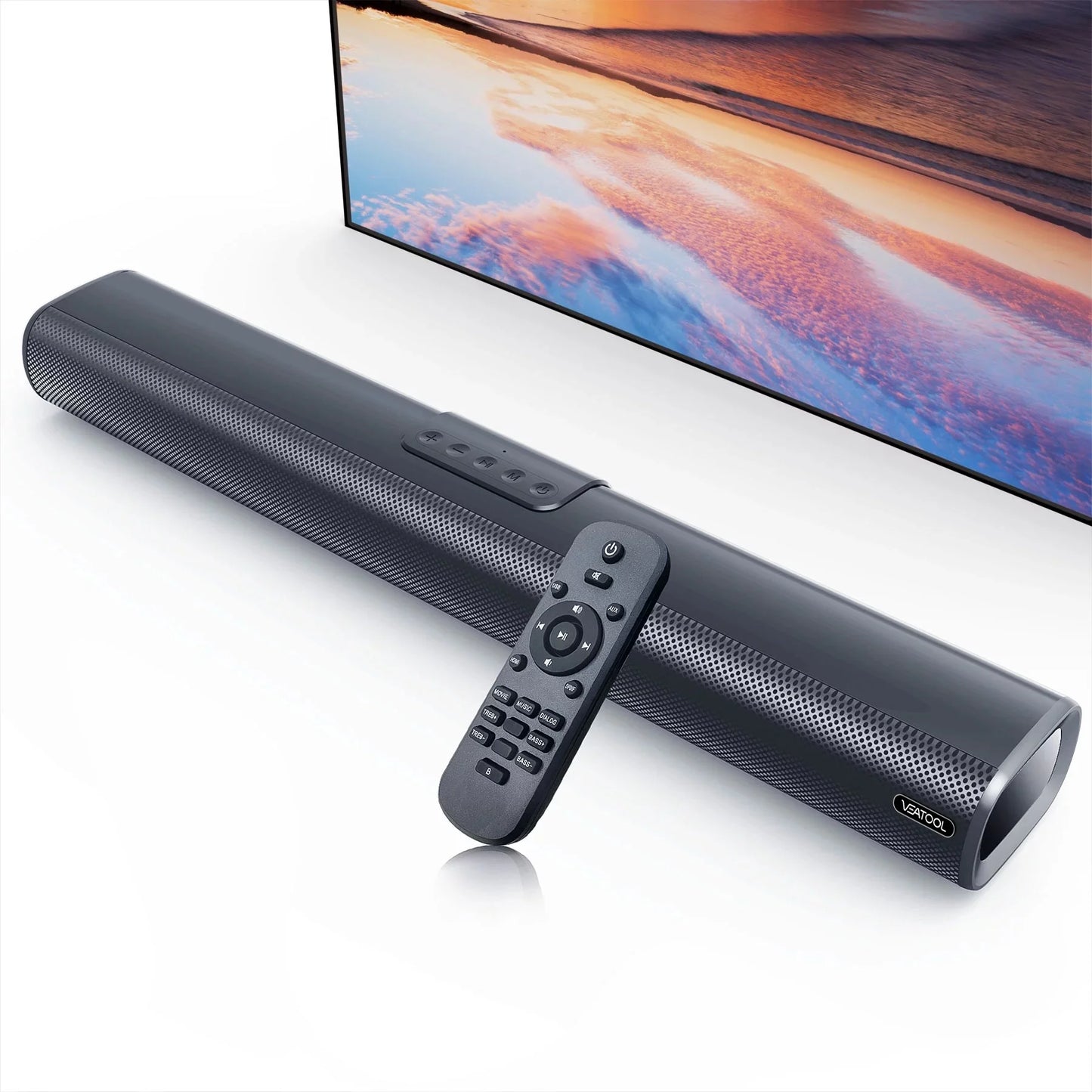 2.1Ch Sound Bars for TV, Soundbar with Subwoofer, Wired & Wireless Bluetooth 5.0 3D Surround Speakers, Optical/Hdmi/Aux/Rca/Usb Connection, Wall Mountable