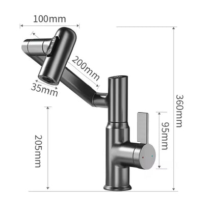 Digital Display LED Bathroom Faucet with 360-Degree Rotation and Multi-Function Spray for Hot and Cold Water Mixing